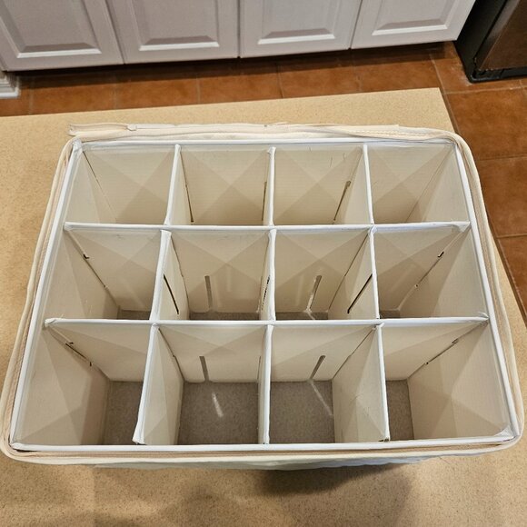 RARE LENOX SET 12 STEMWARE SAVER QUILTED ZIPPERED CRYSTAL GLASS GOBLET STORAGE - Picture 1 of 11